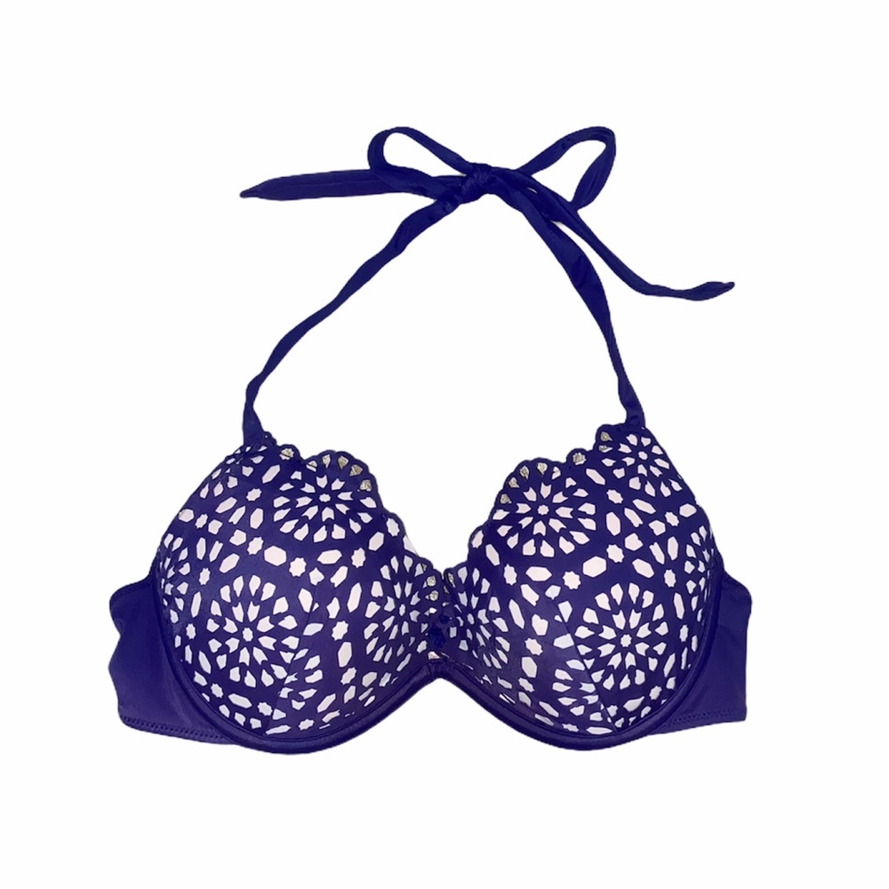 Shade & Shore Floral Lacey Padded Bikini Top sz 34C